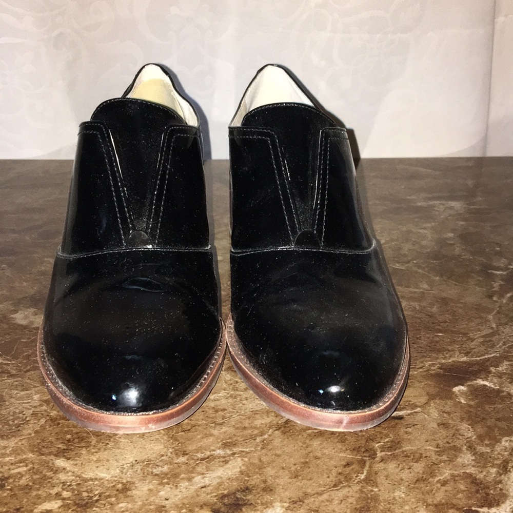 Black patent loafers